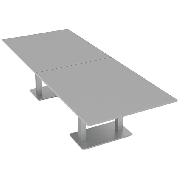 Rectangle 10 Person Conference Room Table, 48" W, 10 ft L, 29" H, Light Gray